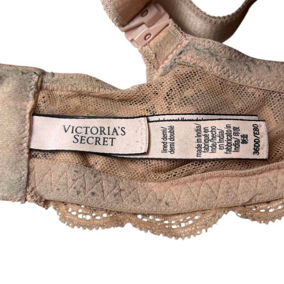 Victoria's Secret Women's Cream and Brown Bra 36DD Used - Picture 5 of 6